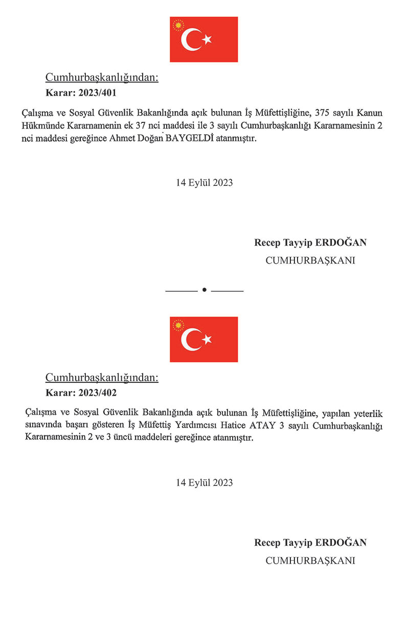 Cumhurbaşkanı Recep Tayyip Erdoğan imzasıyla kamuda görevden almalar ve atamalar yapıldı 4