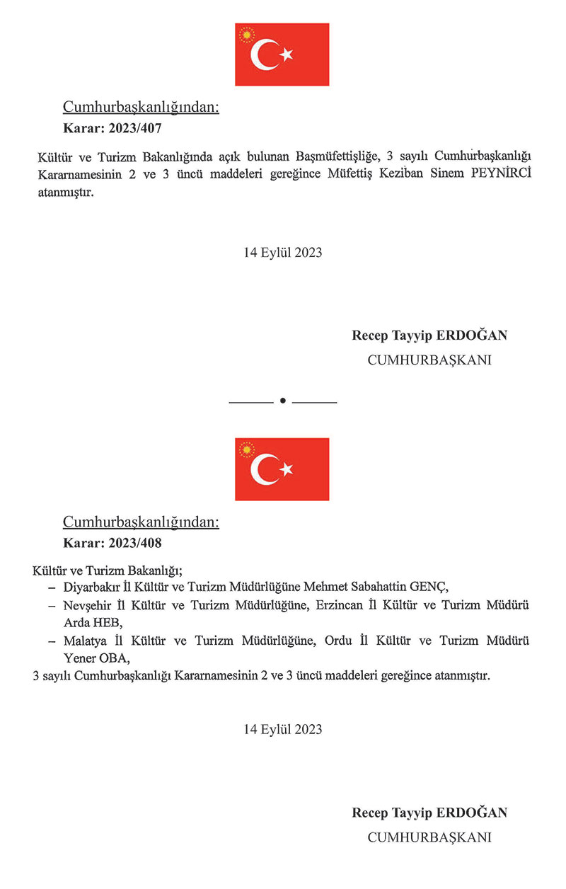 Cumhurbaşkanı Recep Tayyip Erdoğan imzasıyla kamuda görevden almalar ve atamalar yapıldı 2