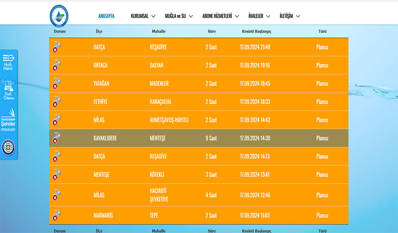 17 Eylül 2024 MUSKİ su kesinitis açıklaması