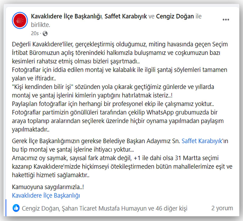 Kavaklıdere'yi karıştıran fotoğraf CHP açıklaması